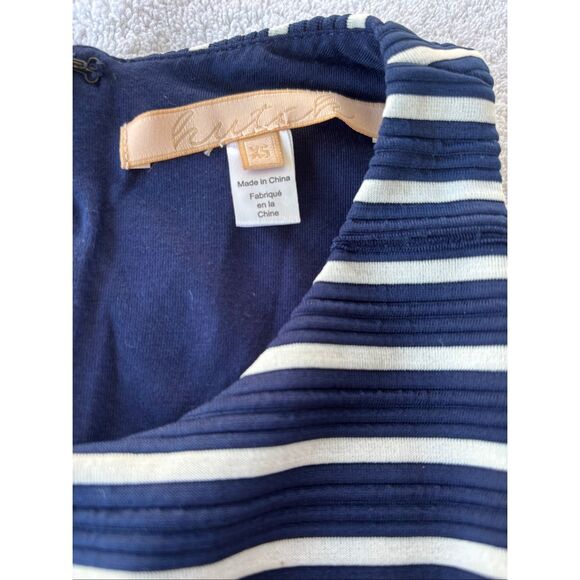 Anthropologie X Hutch Kinsley Blue/White Striped Cutout chevron Dress XS tie - Picture 7 of 13